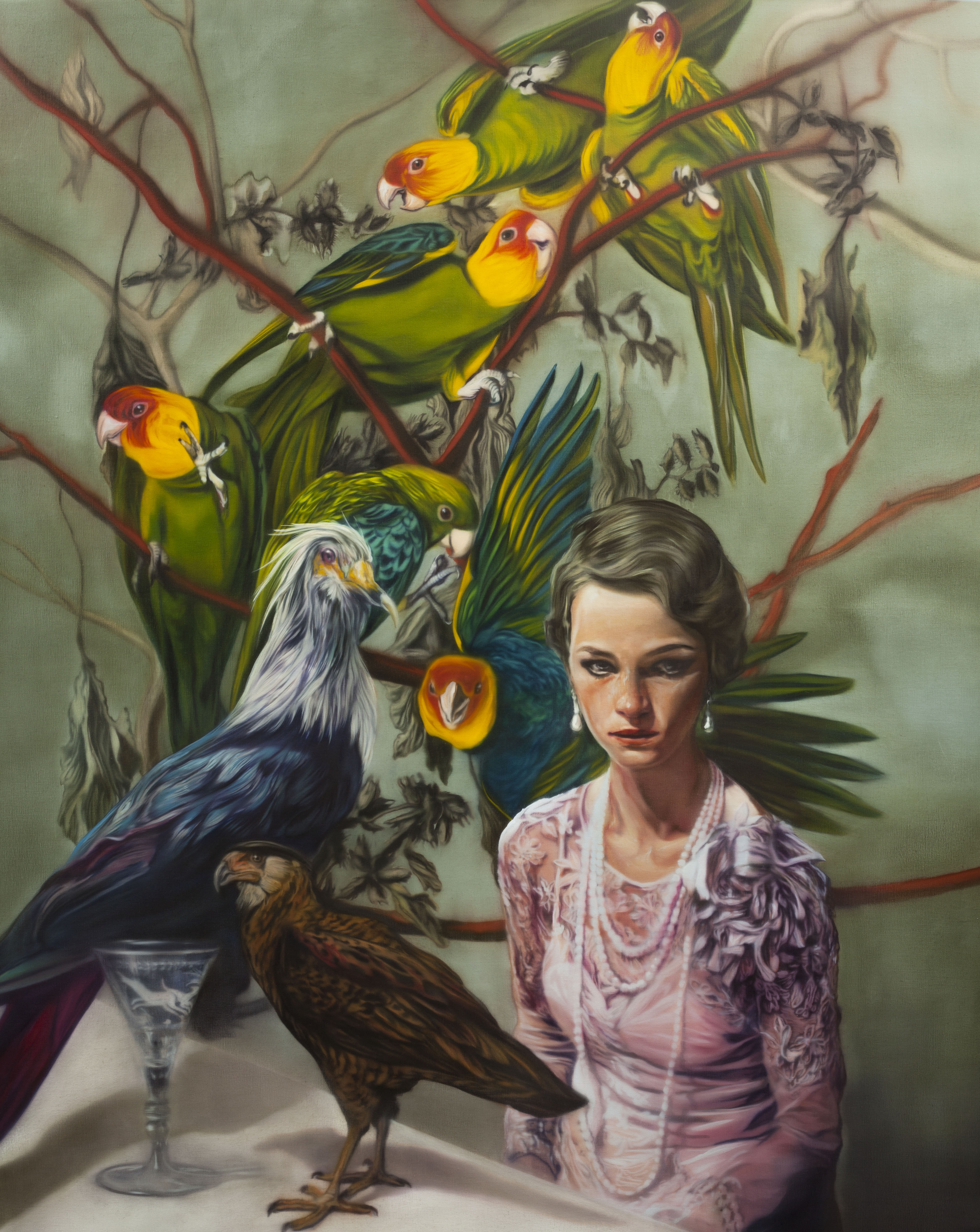 The Birds, oil on canvas, 2018, 200 x1 60 cm, ©StephanBalleux